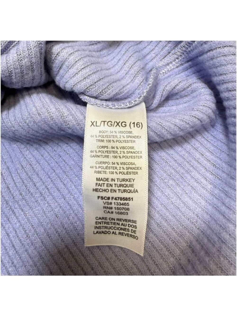 Studio 1886 Ribbed Knit 3/4 Sleeves Lavender Touch Of Lace Tunic Top Size XL - Picture 5 of 7